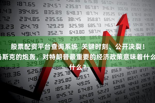 股票配资平台查询系统  关键时刻、公开决裂！马斯克的炮轰，对特朗普最重要的经济政策意味着什么？
